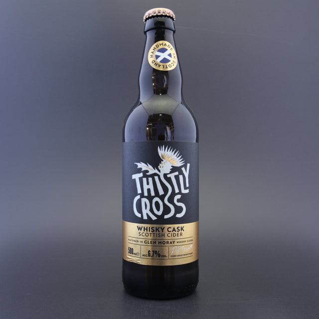 Thistly Cross - Whisky Cask Cider - 6.7% (500ml) is a 6.7%  craft Cider available to buy from Ghost Whale - voted London's best craft beer shop.