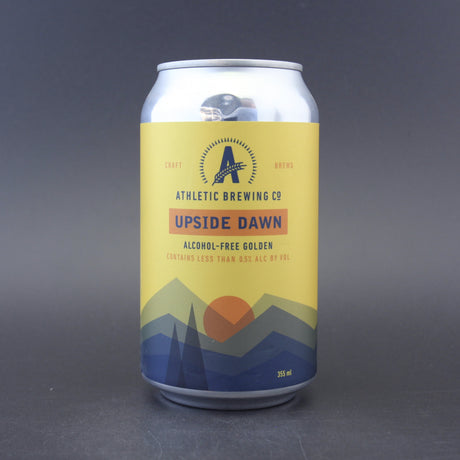 This is a can of Athletic - Upside Dawn - 0.4% (355ml). It is a Blonde / Golden Ale craft beer available to buy from Ghost Whale, voted London's best craft beer shop.
