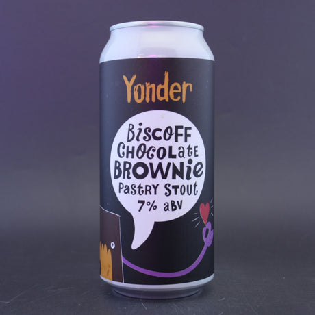 This is a can of Yonder - Biscoff Chocolate Brownie - 7% (440ml). It is a Stout / Porter craft beer available to buy from Ghost Whale, voted London's best craft beer shop.