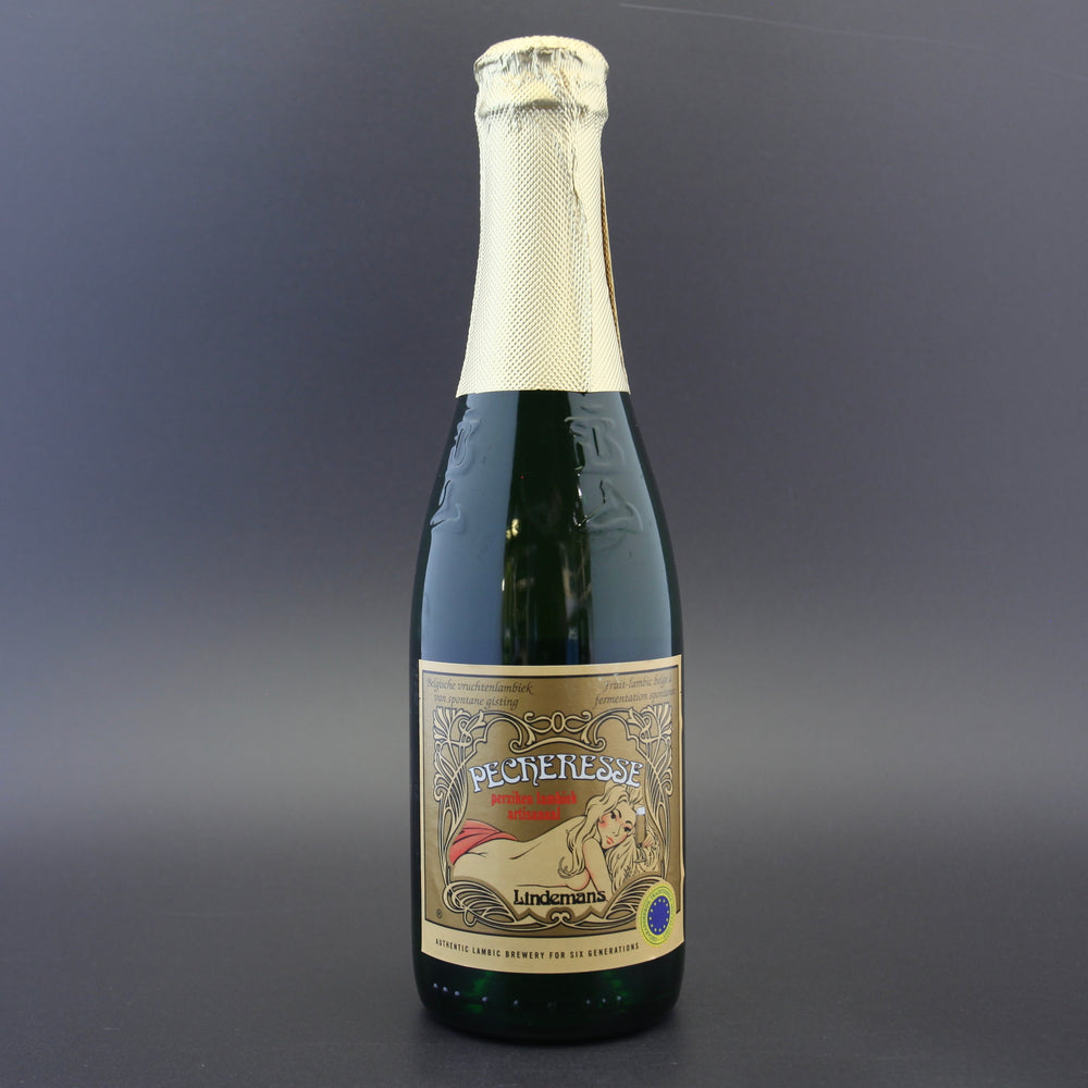 This is a bottle of Lindemans - Pecheresse - 2.5% (355ml). It is a Belgian Style craft beer available to buy from Ghost Whale, voted London's best craft beer shop.
