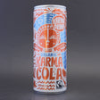 This is a can of Karma - Karma Cola - 0% (250ml). It is a  craft soft drink available to buy from Ghost Whale, voted London's best craft beer shop.