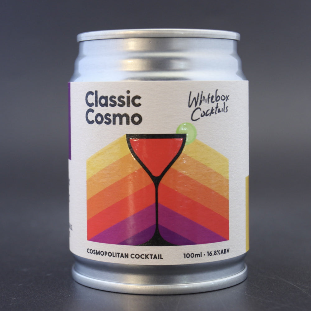 This is a can of Whitebox - Classic Cosmopolitan - 16.8% (100ml). It is a  craft cocktail available to buy from Ghost Whale, voted London's best craft beer shop.