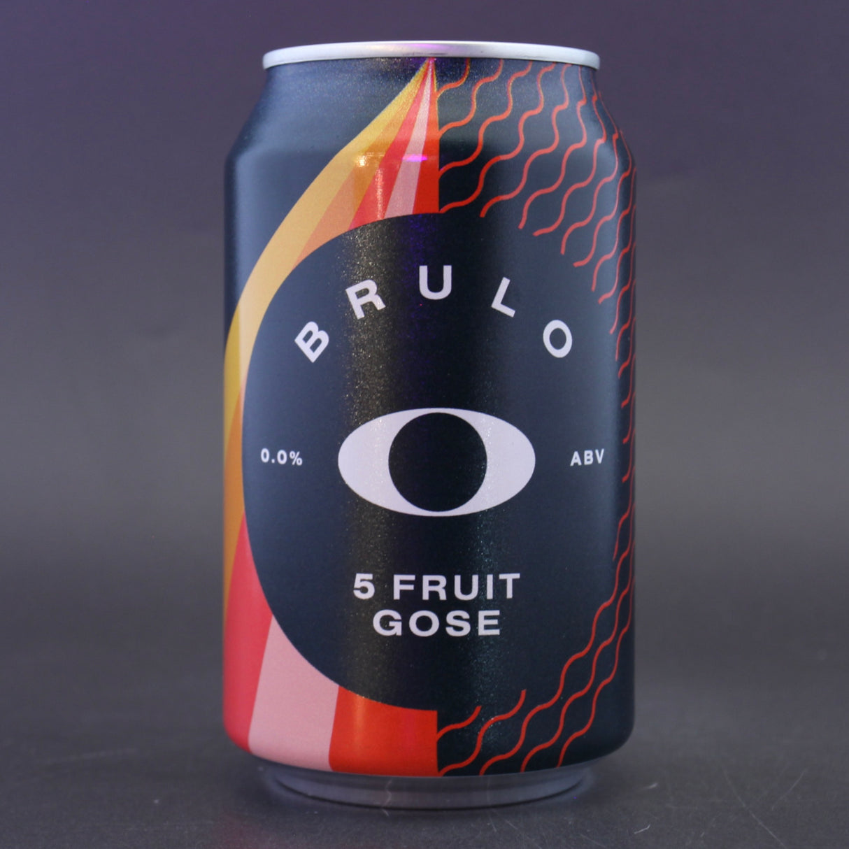 This is a can of Brulo - 5 Fruit Gose - 0% (330ml). It is a Gose craft beer available to buy from Ghost Whale, voted London's best craft beer shop.