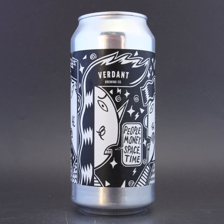 This is a can of Verdant - People Money Space Time - 3.4% (440ml). It is a Pale Ale craft beer available to buy from Ghost Whale, voted London's best craft beer shop.