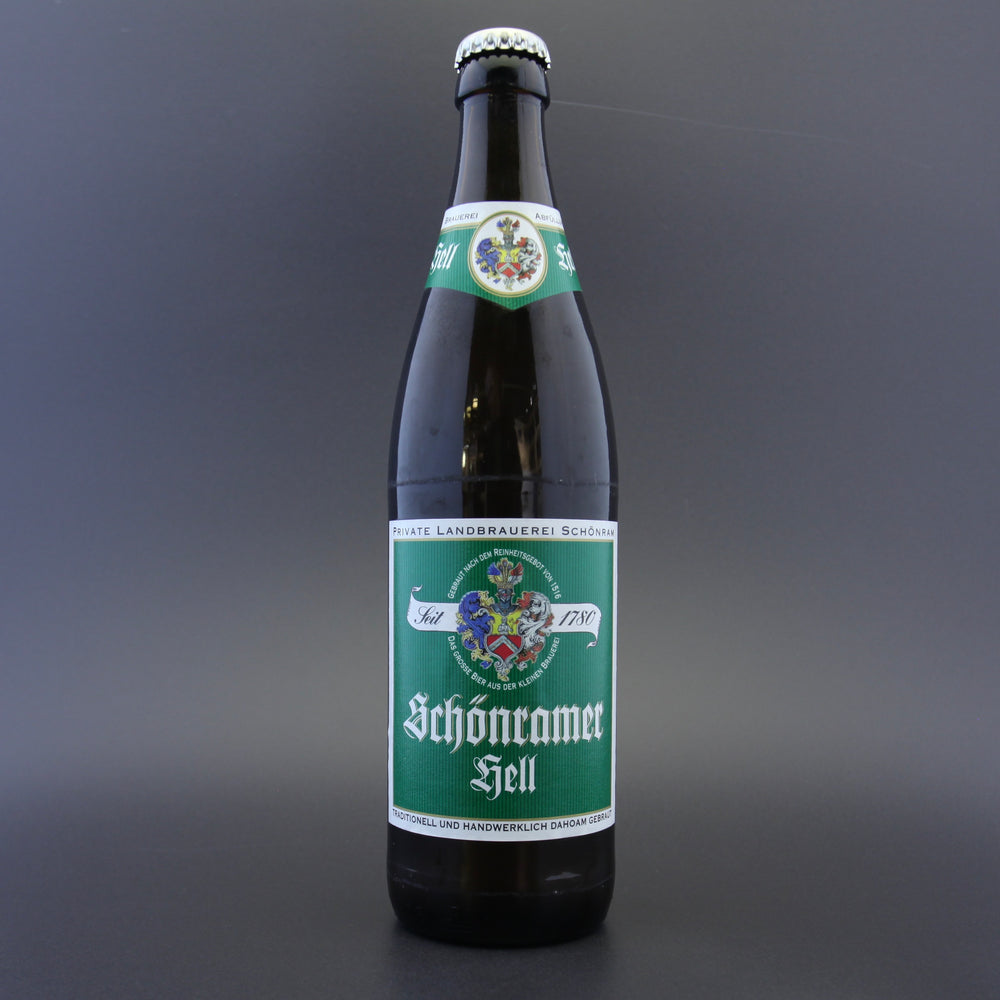This is a bottle of Schonramer - Hell - 5% (500ml). It is a Lager / Pilsner / Kölsch craft beer available to buy from Ghost Whale, voted London's best craft beer shop.