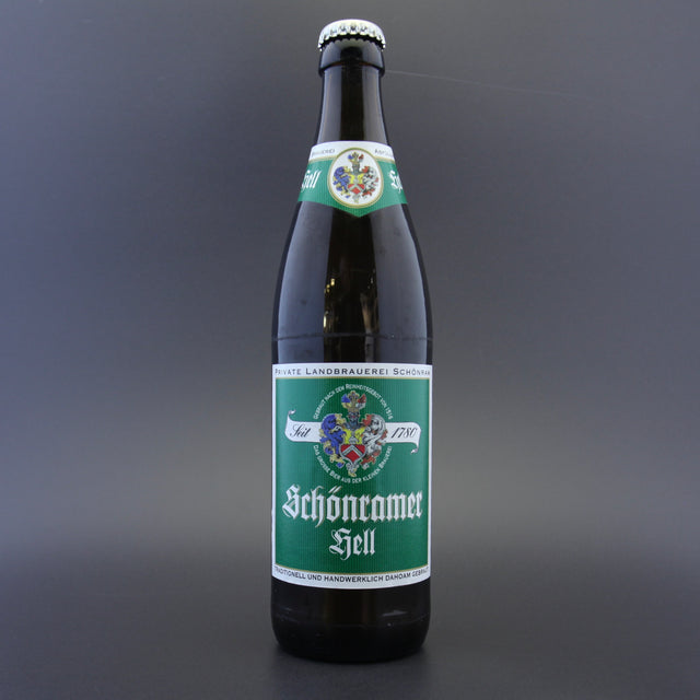 This is a bottle of Schonramer - Hell - 5% (500ml). It is a Lager / Pilsner / Kölsch craft beer available to buy from Ghost Whale, voted London's best craft beer shop.