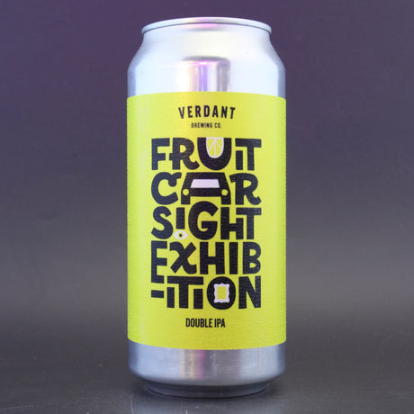 This is a can of Verdant - Fruit Car Sight Exhibition - 8% (440ml). It is a Double IPA craft beer available to buy from Ghost Whale, voted London's best craft beer shop.