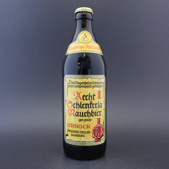 This is a bottle of Schlenkerla - Rauchbier - Urbock - 6.5% (500ml). It is a Lager / Pilsner / Kölsch craft beer available to buy from Ghost Whale, voted London's best craft beer shop.
