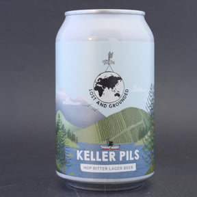 This is a can of Lost and Grounded - keller pils - 4.8% (330ml). It is a Lager / Pilsner / Kölsch craft beer available to buy from Ghost Whale, voted London's best craft beer shop.