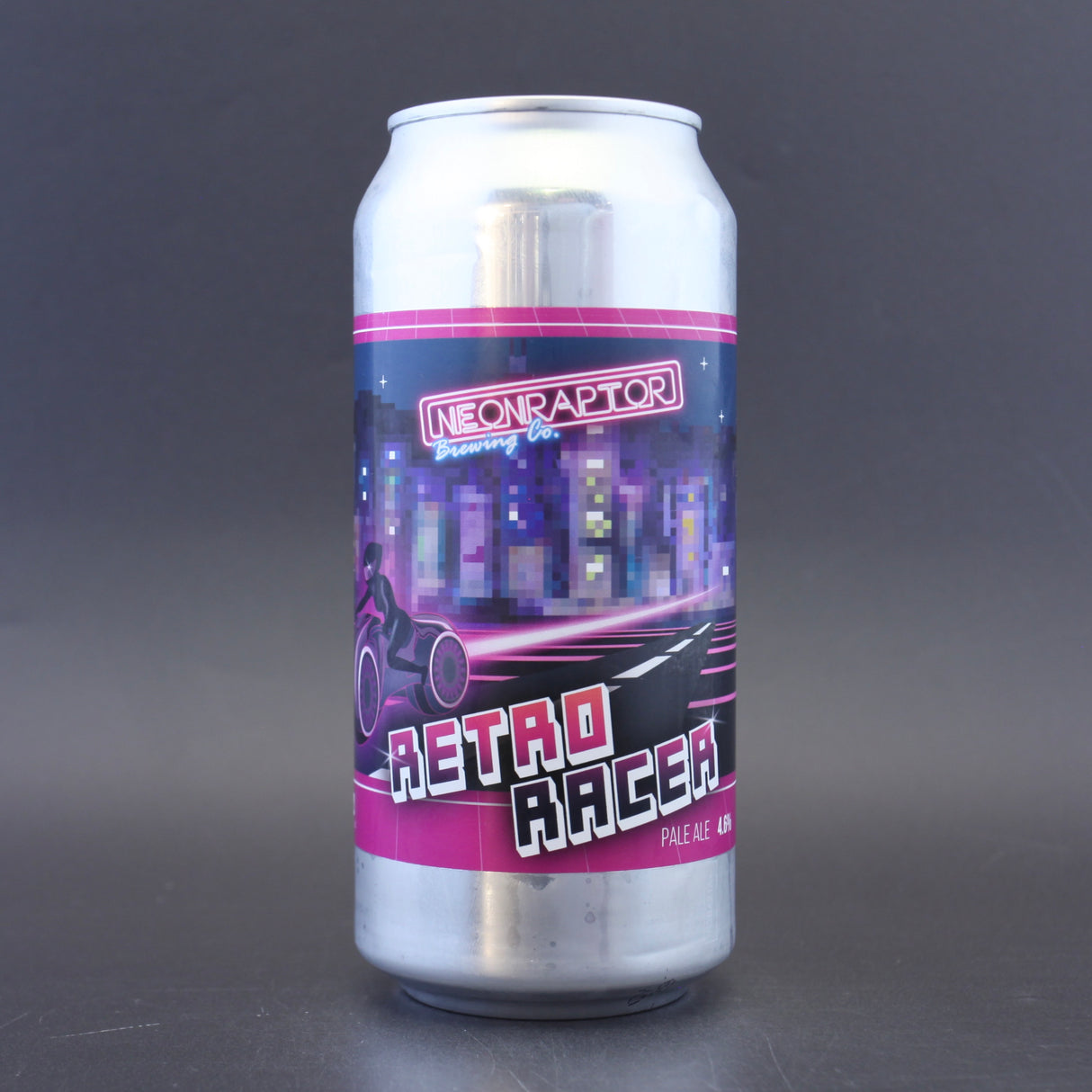 This is a can of Neon Raptor - Retro Racer - 4.6% (440ml). It is a Pale Ale craft beer available to buy from Ghost Whale, voted London's best craft beer shop.