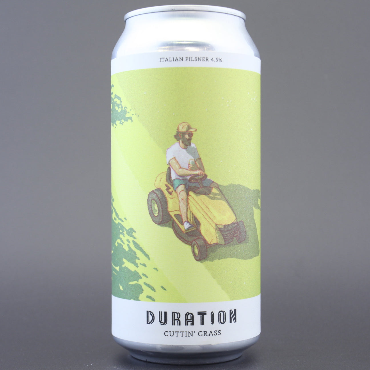 This is a can of Duration - Cuttin Grass - 4.5% (440ml). It is a Lager / Pilsner / Kölsch craft beer available to buy from Ghost Whale, voted London's best craft beer shop.