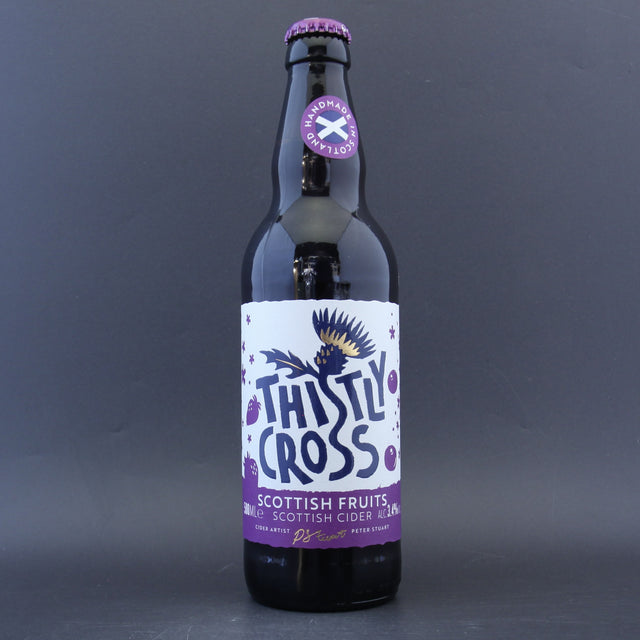 This is a bottle of Thistly Cross - Scottish Fruits - 3.4% (500ml). It is a  craft cider available to buy from Ghost Whale, voted London's best craft beer shop.