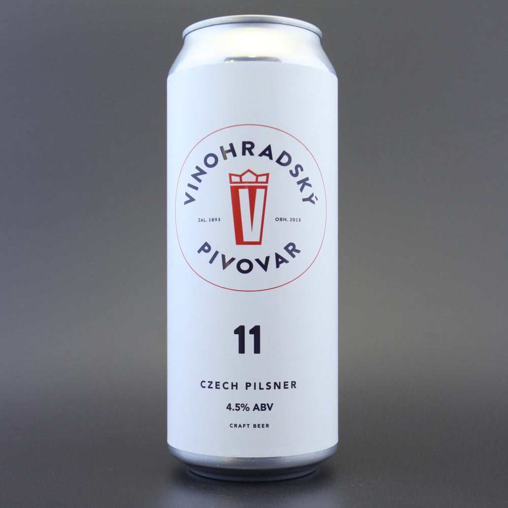 This is a can of Vinohradsky Pivovar - Vinohradská 11 - 4.5% (500ml). It is a Lager / Pilsner / Kölsch craft beer available to buy from Ghost Whale, voted London's best craft beer shop.