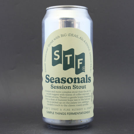 This is a can of Simple Things Fermentations - Session Stout - 4% (440ml). It is a Stout / Porter craft beer available to buy from Ghost Whale, voted London's best craft beer shop.