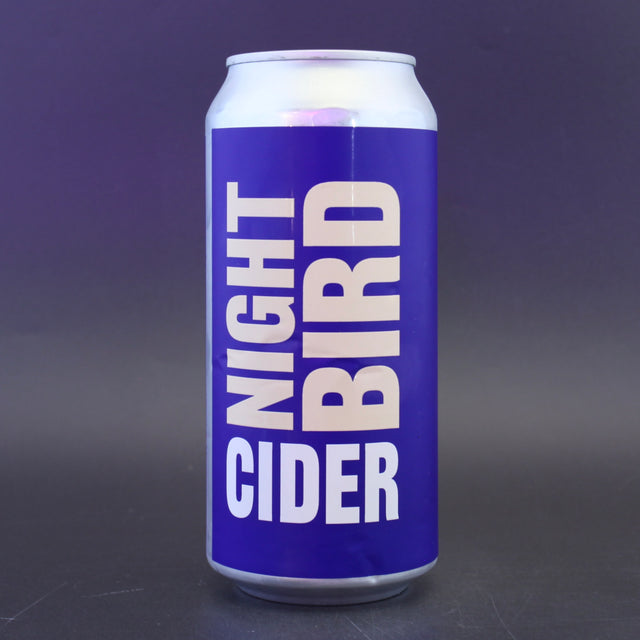 This is a can of Nightingale - Night Bird - 4.9% (440ml). It is a  craft cider available to buy from Ghost Whale, voted London's best craft beer shop.