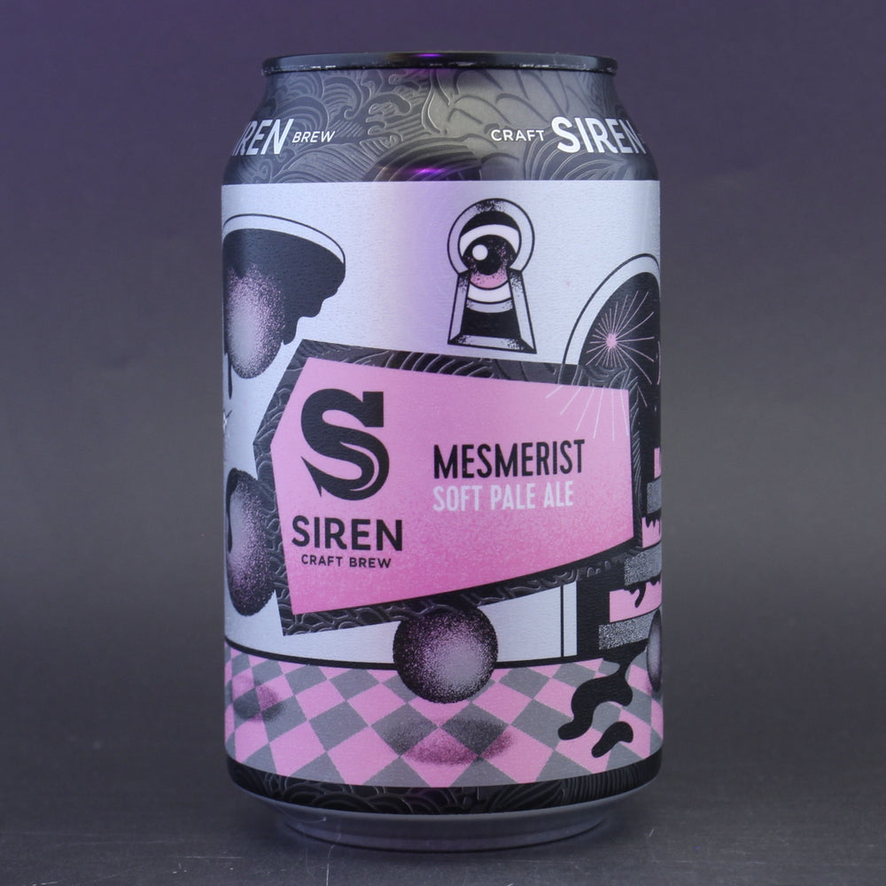 This is a can of Siren - Mesmerist - 3.4% (330ml). It is a Pale Ale craft beer available to buy from Ghost Whale, voted London's best craft beer shop.