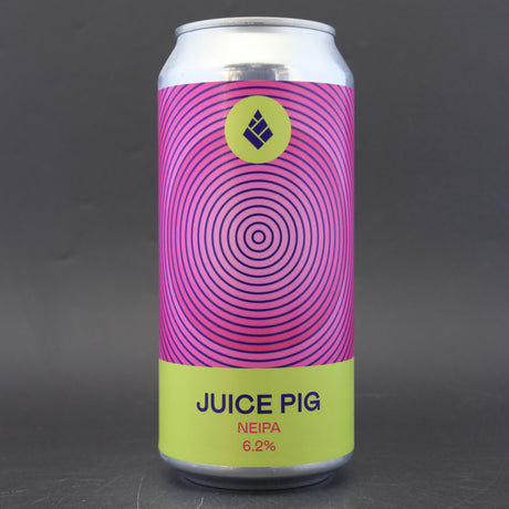 This is a can of Drop Project - Juice Pig - 6.2% (440ml). It is a IPA craft beer available to buy from Ghost Whale, voted London's best craft beer shop.