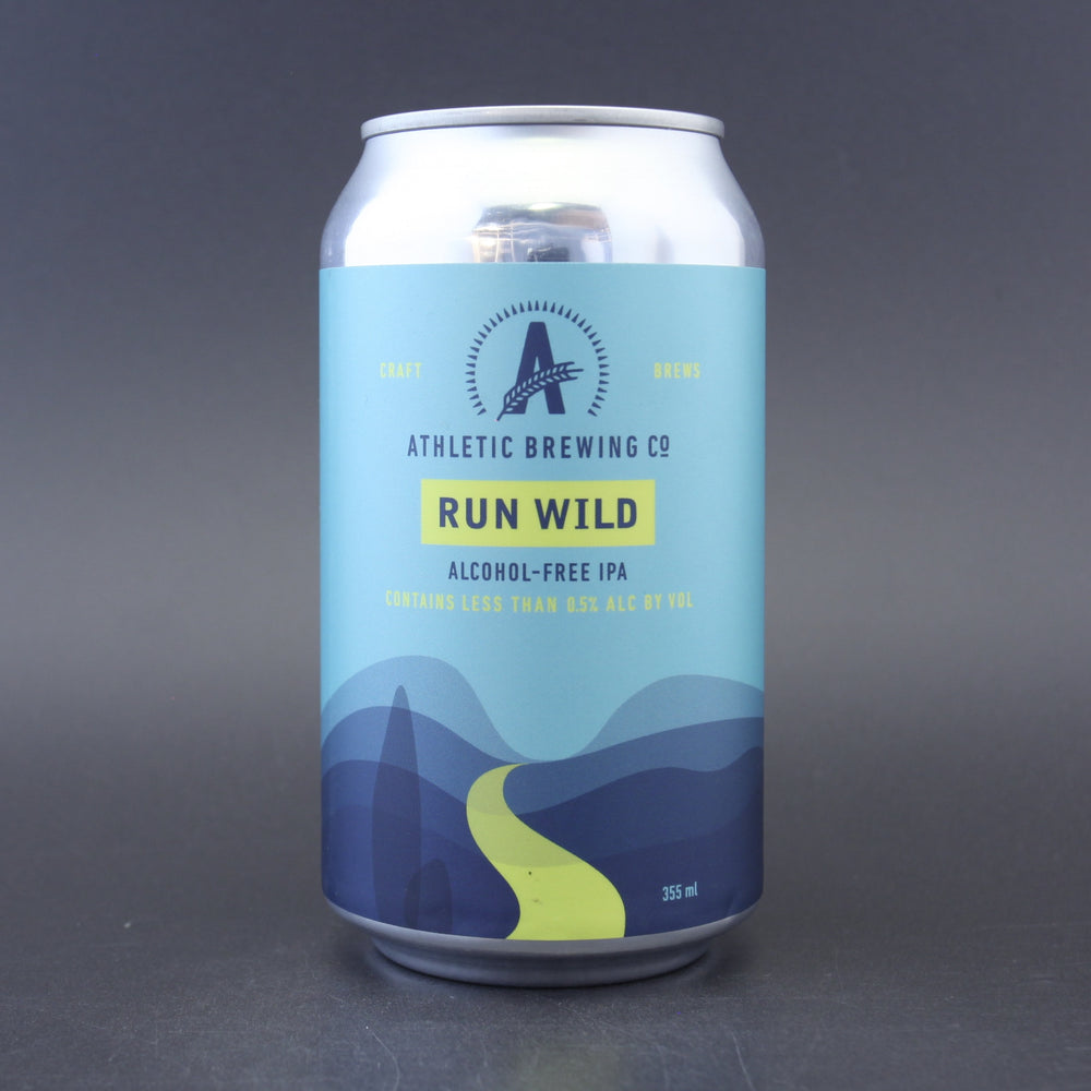 This is a can of Athletic - Run Wild - 0.5% (355ml). It is a Pale Ale craft beer available to buy from Ghost Whale, voted London's best craft beer shop.