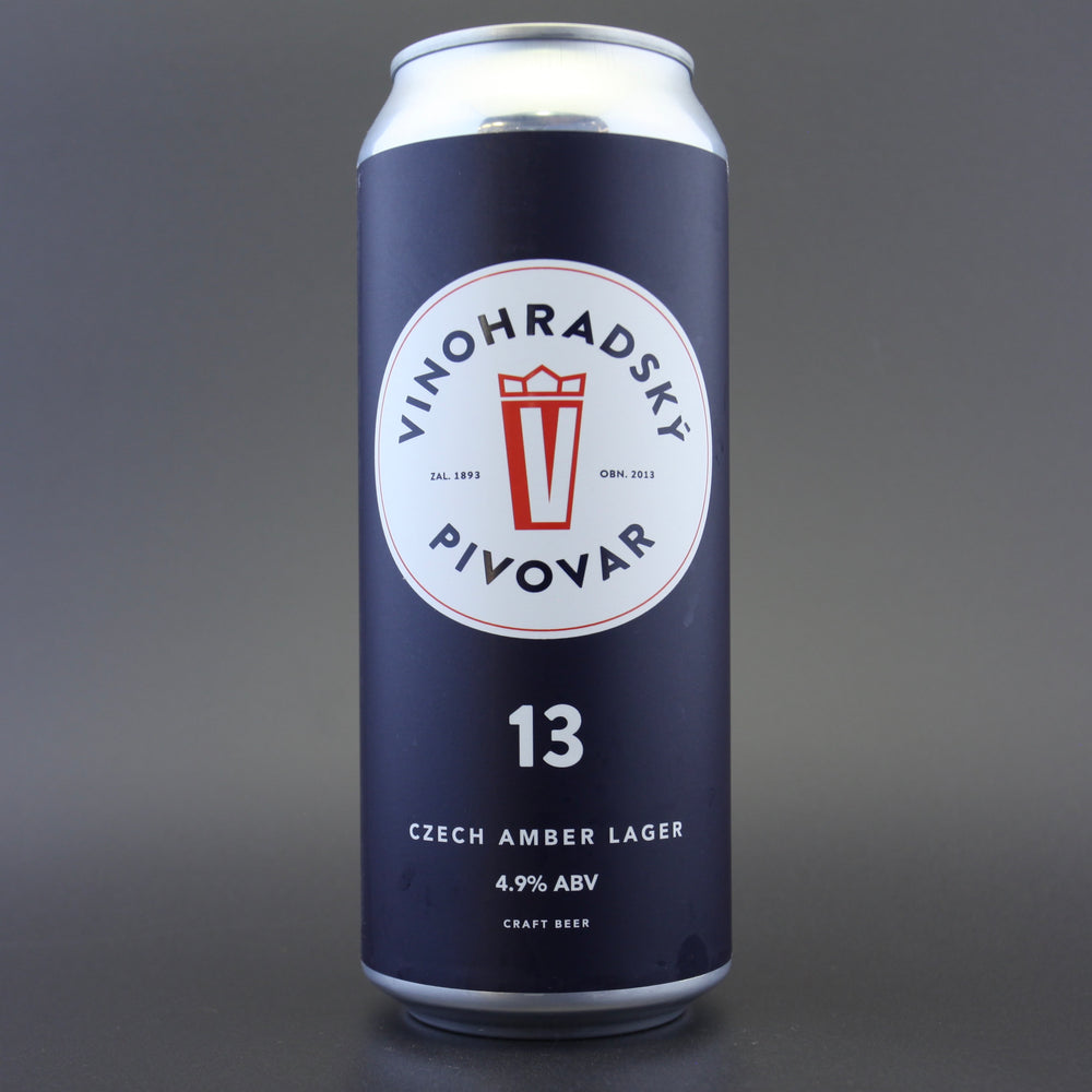 This is a can of Vinohradsky Pivovar - Jantarová 13 - 4.9% (500ml). It is a Lager / Pilsner / Kölsch craft beer available to buy from Ghost Whale, voted London's best craft beer shop.