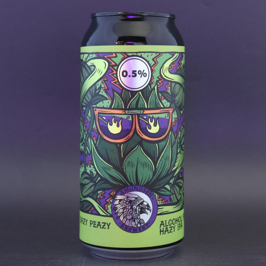 This is a can of Amundsen - Eazy Peazy - 0.5% (440ml). It is a IPA craft beer available to buy from Ghost Whale, voted London's best craft beer shop.