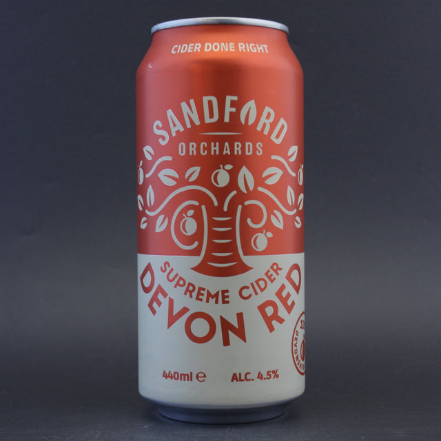 This is a can of Sandford Orchards - Devon Red - 4.5% (440ml). It is a  craft cider available to buy from Ghost Whale, voted London's best craft beer shop.