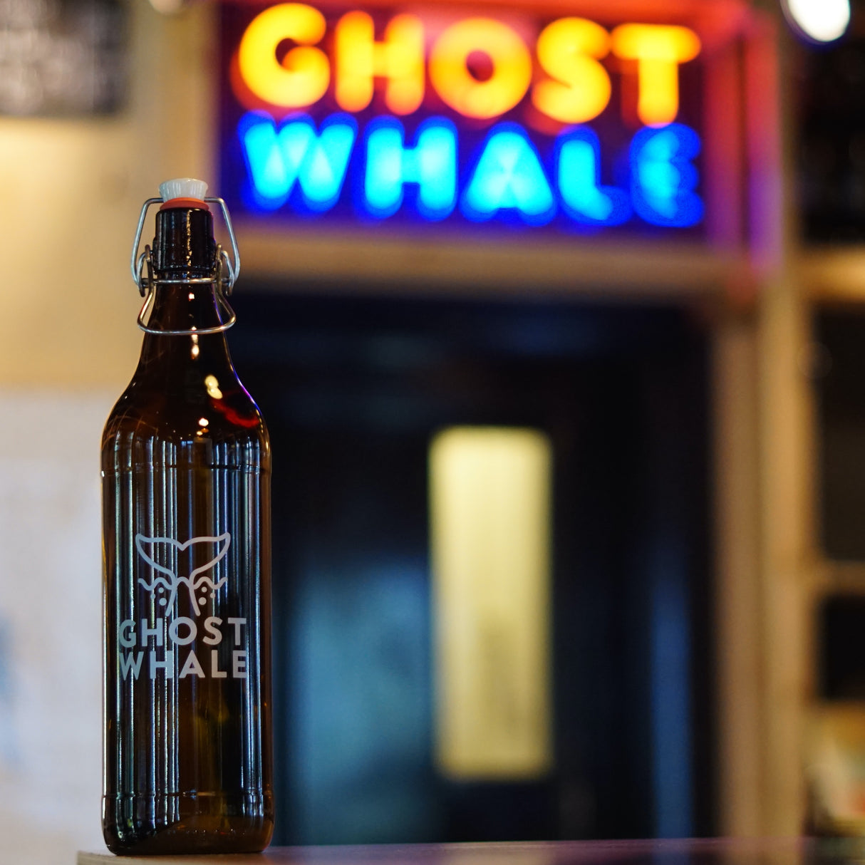 This is a merch of Growler Bottle. It is a  craft  available to buy from Ghost Whale, voted London's best craft beer shop.