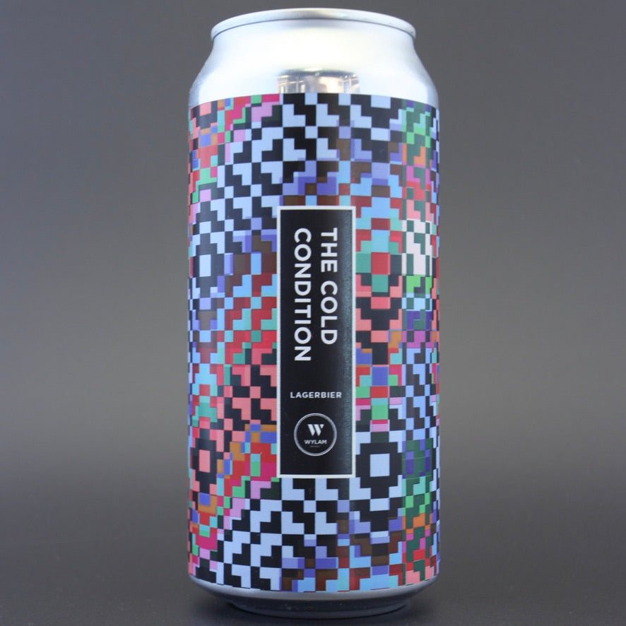 This is a can of Wylam - The Cold Condition - 4.4% (440ml). It is a Lager / Pilsner / Kölsch craft beer available to buy from Ghost Whale, voted London's best craft beer shop.