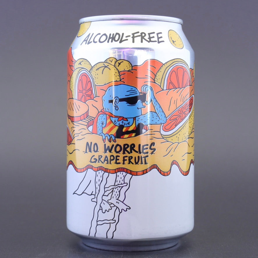 This is a can of Lervig - No Worries Grapefruit - 0.5% (330ml). It is a Pale Ale craft beer available to buy from Ghost Whale, voted London's best craft beer shop.