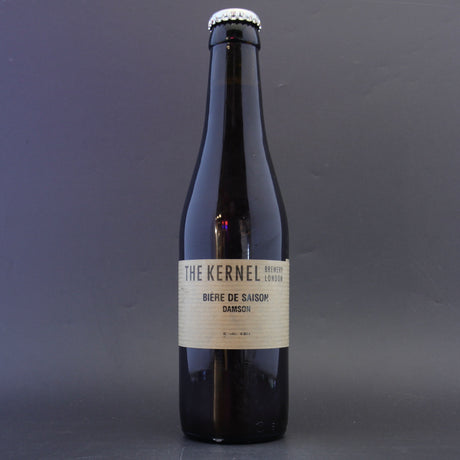 This is a bottle of The Kernel - Biere De Saison Damson - 4.8% (330ml). It is a Saison craft beer available to buy from Ghost Whale, voted London's best craft beer shop.