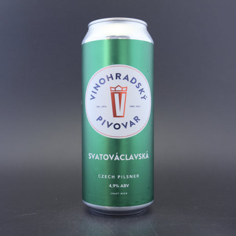 This is a can of Vinohradsky Pivovar - Svatováclavská - 4.9% (500ml). It is a Lager / Pilsner / Kölsch craft beer available to buy from Ghost Whale, voted London's best craft beer shop.