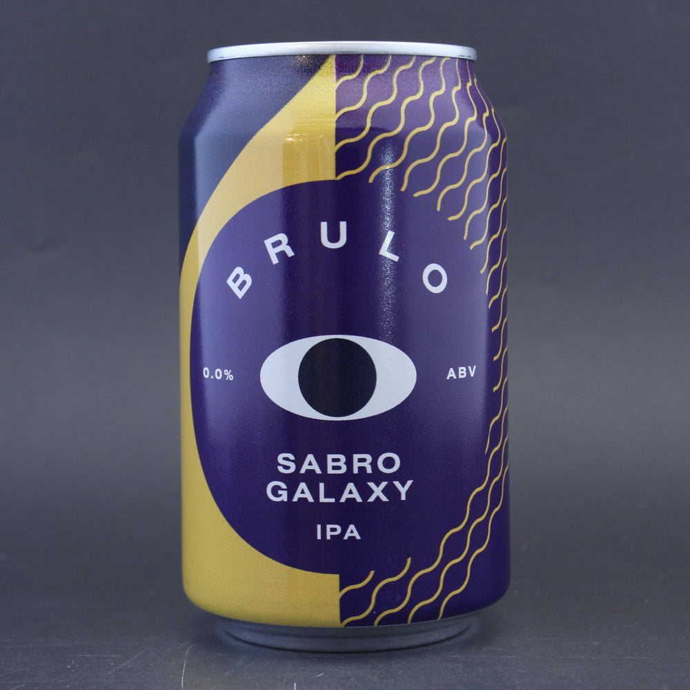This is a can of Brulo - Sabro Galaxy DDH IPA - 0.5% (330ml). It is a IPA craft beer available to buy from Ghost Whale, voted London's best craft beer shop.
