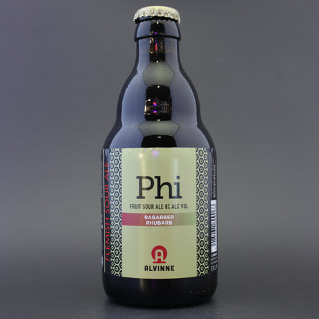 This is a bottle of Alvinne - Phi Rabarbier - 8% (330ml). It is a Wild Ale craft beer available to buy from Ghost Whale, voted London's best craft beer shop.