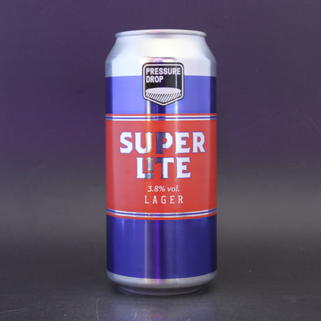 This is a can of Pressure Drop - Super Lite - 3.8% (440ml). It is a Lager / Pilsner / Kölsch craft beer available to buy from Ghost Whale, voted London's best craft beer shop.