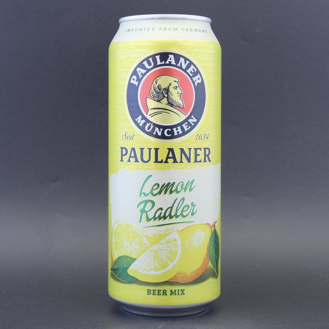 This is a can of Paulaner - Lemon Radler - 2.5% (500ml). It is a Radler craft beer available to buy from Ghost Whale, voted London's best craft beer shop.