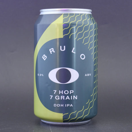 This is a can of Brulo - 7 Hop 7 Grain - 0% (330ml). It is a IPA craft beer available to buy from Ghost Whale, voted London's best craft beer shop.