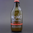 This is a bottle of Momo - Ginger-Lemon Kombucha - 0% (330ml). It is a  craft soft drink available to buy from Ghost Whale, voted London's best craft beer shop.