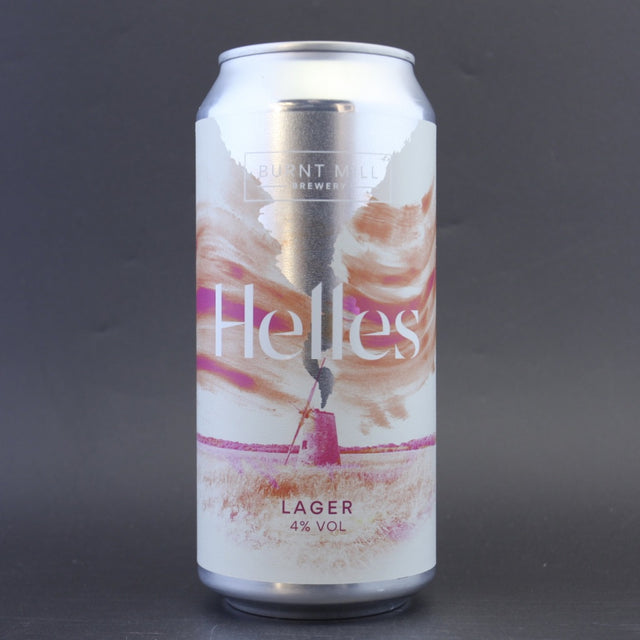 This is a can of Burnt Mill - Helles - 4% (440ml). It is a Lager / Pilsner / Kölsch craft beer available to buy from Ghost Whale, voted London's best craft beer shop.