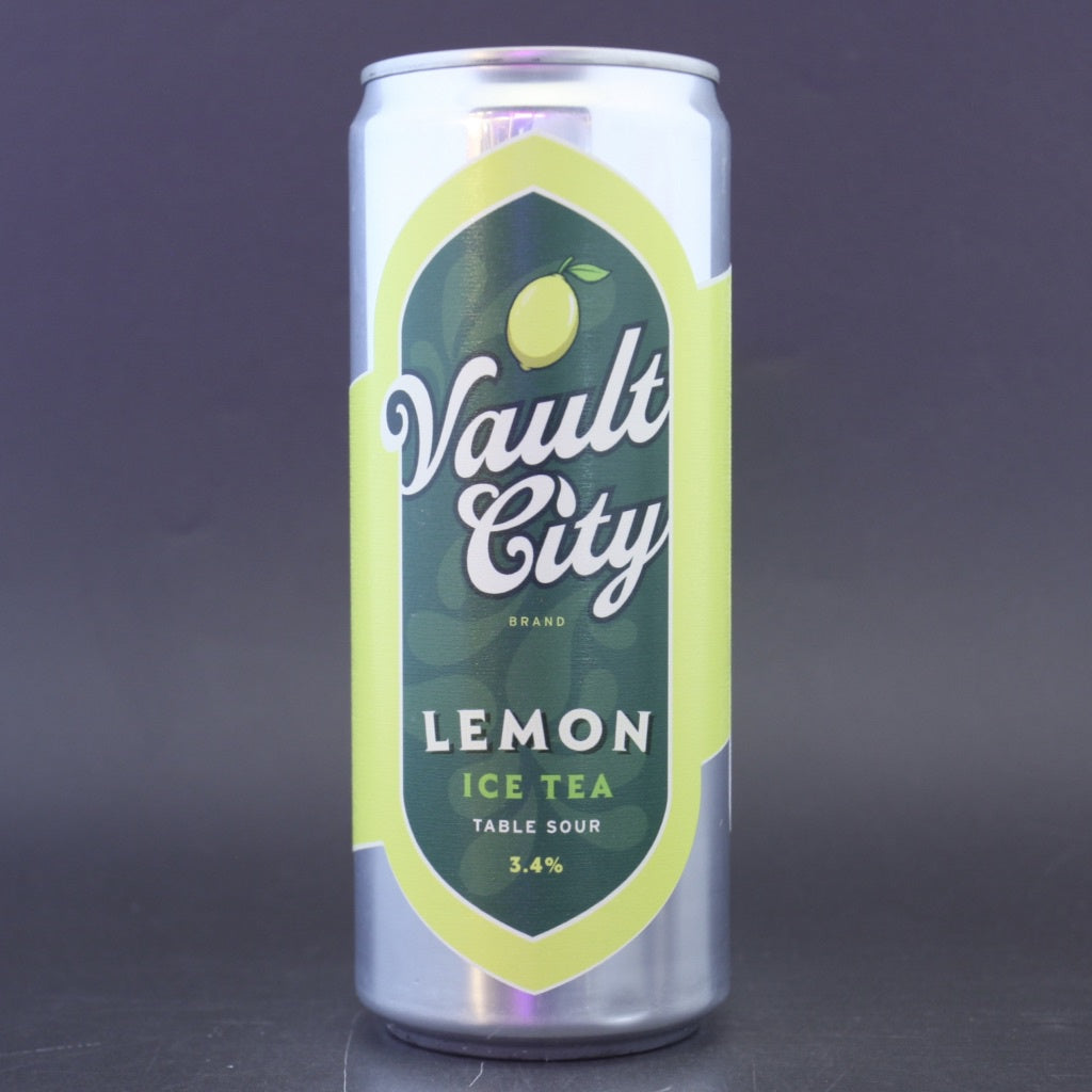 This is a can of Vault City - Lemon Ice Tea Table Sour - 3.4% (330ml). It is a Sour craft beer available to buy from Ghost Whale, voted London's best craft beer shop.