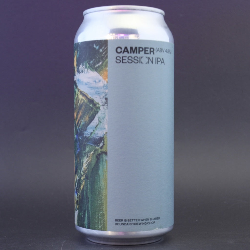 This is a can of Boundary - Camper - 4.8% (440ml). It is a Pale Ale craft beer available to buy from Ghost Whale, voted London's best craft beer shop.