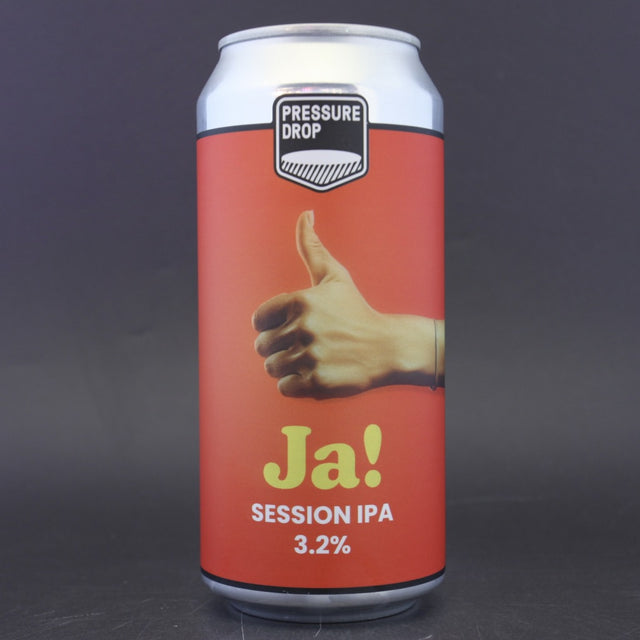 This is a can of Pressure Drop - Ja! - 3.2% (440ml). It is a Session IPA craft beer available to buy from Ghost Whale, voted London's best craft beer shop.