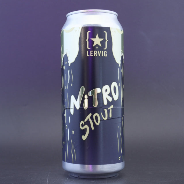 This is a can of Lervig - Nitro Stout - 4.7% (500ml). It is a Stout / Porter craft beer available to buy from Ghost Whale, voted London's best craft beer shop.