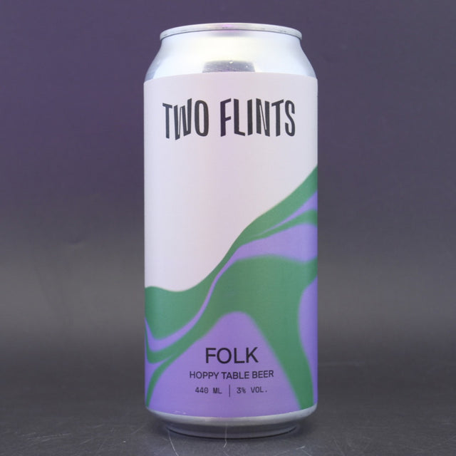 This is a can of Two Flints - Folk - 3% (440ml). It is a Pale Ale craft beer available to buy from Ghost Whale, voted London's best craft beer shop.